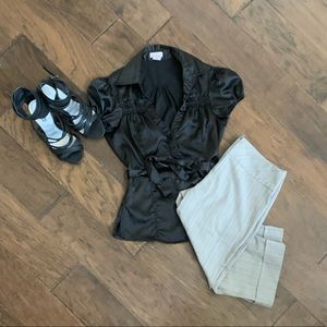 Soft black button up